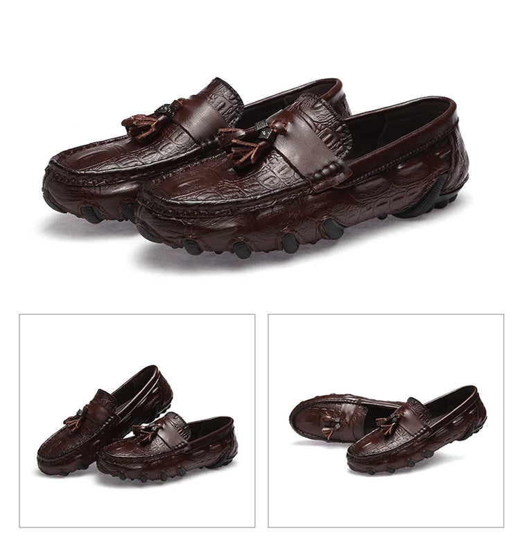 Mocassini da uomo di marca di lusso 2023 scarpe Casual in vera pelle mocassini con motivo a coccodrillo scarpe da uomo Plus Size 38-47 scarpe da guida