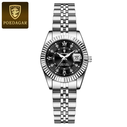 POEDAGAR Orologio da polso da donna alla moda Impermeabile Data luminosa Orologi da donna eleganti Orologio al quarzo in acciaio inossidabile per donna Reloj platinumshop