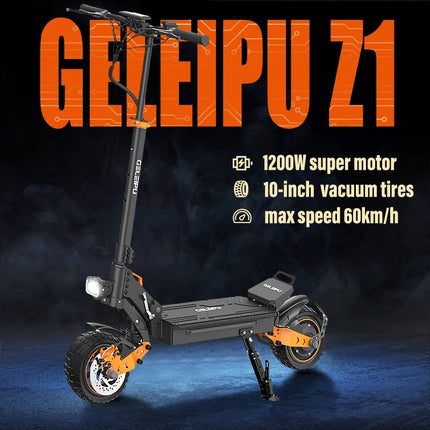 Monopattino elettrico pieghevole GELEIPU Z1 con motore da 1200W, batteria 48V20AH, multi-terreno, e-scooter per adulti per la guida all'aperto. platinumshop