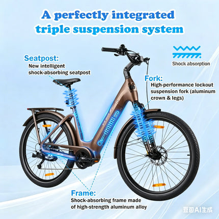 Bicicletta Elettrica 36V 18Ah 250W TTGO Z5 con Motore Bafang Mid-Drive, Ruote da 27.5'', E-Bike da Città, Autonomia 110-130KM, Certificata CE EN15194