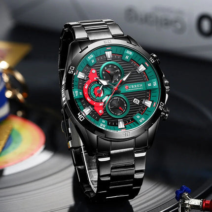 CURREN 8402 Orologio da uomo in acciaio inossidabile Moda creativa Quadrante luminoso con cronografo Orologio da uomo di lusso per il tempo libero reloj hombre platinumshop