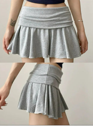 Minigonne Arricciate alla Moda con Vita Alta, Gonne Sportive Slim da Yoga per Donne, Abbigliamento Femminile Estivo Y2K Casual Anti-Esposizione
