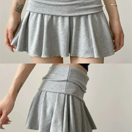 Minigonne Arricciate alla Moda con Vita Alta, Gonne Sportive Slim da Yoga per Donne, Abbigliamento Femminile Estivo Y2K Casual Anti-Esposizione