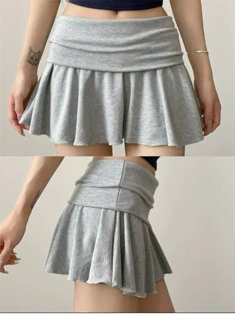 Minigonne Arricciate alla Moda con Vita Alta, Gonne Sportive Slim da Yoga per Donne, Abbigliamento Femminile Estivo Y2K Casual Anti-Esposizione