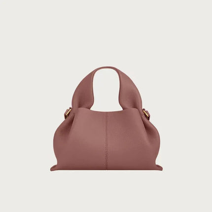 Mini borsa a mano in pelle martellata, manico con fibbia e chiusura metallica, tracolla rimovibile per uso quotidiano