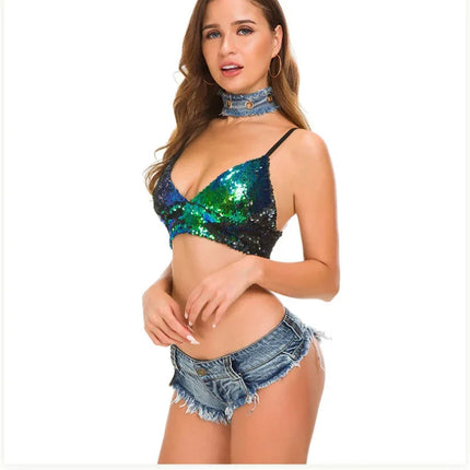 Women's Denim Shorts StreetWear Y2k Low Waisted Denim Beach Bikini Retro Super Shorts Nightclub Bar Pole Dance Clotheshot Summer PlatiNum