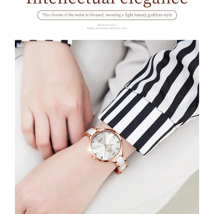 Orologio da donna OLEVS 5872, elegante orologio al quarzo con cinturino in ceramica e acciaio, impermeabile, per donna. platinumshop