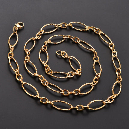 6.5/7/8mm Chic Glitter Maglia in acciaio inossidabile Taglio ovale Figaro Collana a catena per donna Uomo Rombo geometrico Girocollo Gioielli in metallo PlatiNum