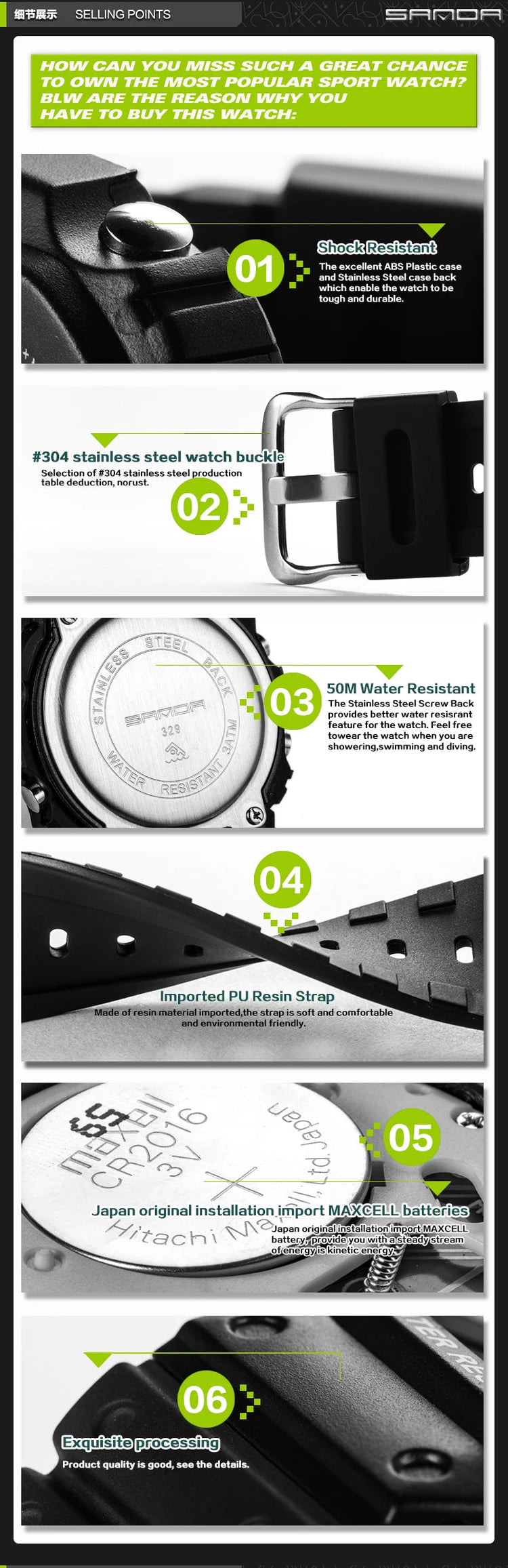SANDA G Style LED Orologio digitale Unisex Antiurto Impermeabile Orologi sportivi Ragazzo Ragazza Cronometro Orologio elettronico a LED militare platinumshop