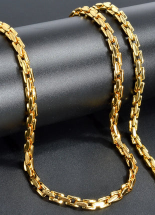 Sunny Jewelry Set Classic placcato oro collana bracciale per donna uomo Luxury Punk rame Link catene collana braccialetto regalo platinumshop