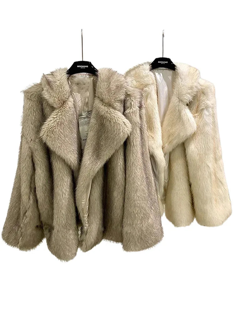 ZADORIN Winter Faux Mink Coat Lapel Mid Long Loose Faux Fur Coat Woman Clothes Luxury Fluffy Jacket Fur Cardigans Ladies Coats
