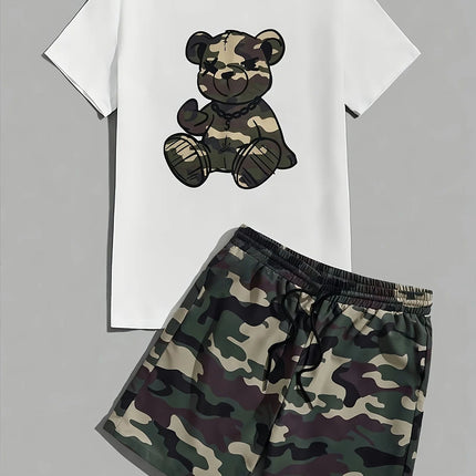 Completo da uomo casual streetwear 2026: T-shirt sportiva a stampa graffiti Y2K ad asciugatura rapida e pantaloncini con coulisse platinumshop