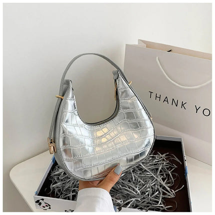 Fashion Stone Pattern Shoulder Bag Women'S Small Handle Underarm Bag Clutch Luxury Women'S Handbag Tote Bag Mini Dumpling Bag PlatiNum