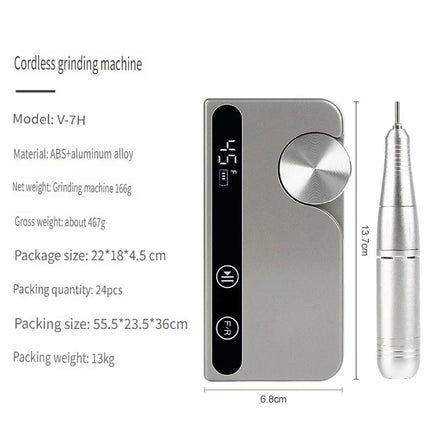 Wireless Portable Rechargeable Electric Nail Polishing Machine New Cordless Nail Surface Polisher Gel Nail Remover Professional Home Salon Manicure Pedicure Care Tool For DIY Nail Art Design