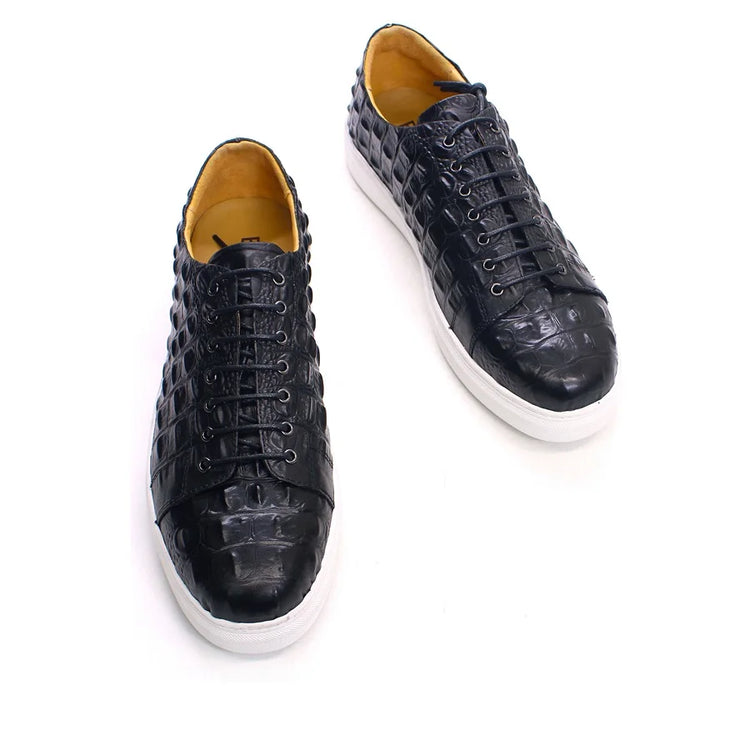 Men's Crocodile Leather Shoes Luxury Handmade Brown Casual Shoes Lace-up Flat Sneakers Banquet Daily Party Dating Men's Shoes