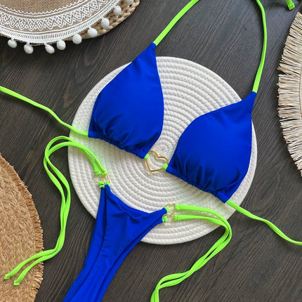 Nuovo bikini bianco a tinta unita da donna, costume da bagno alla moda con lacci a vita bassa, set due pezzi platinumshop