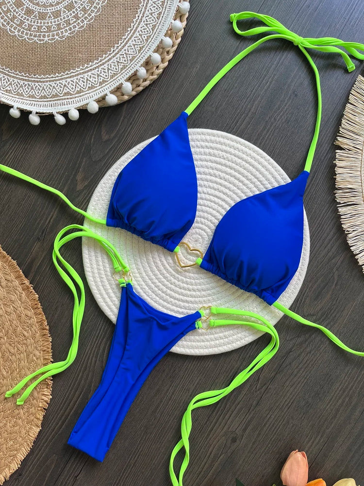 Nuovo bikini bianco a tinta unita da donna, costume da bagno alla moda con lacci a vita bassa, set due pezzi platinumshop