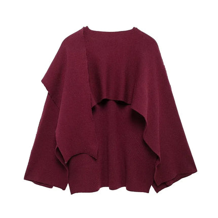 MUJER Cape Coat Women Scarf Collar Ponchos Women 2025 Shawl Long Sleeve Winter Woman Ponchos Cloak Knitted Cardigan for Women