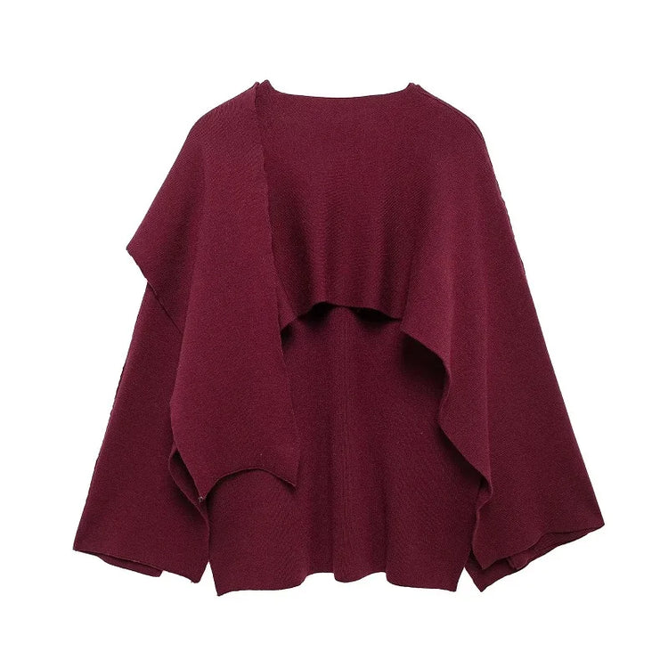 MUJER Cape Coat Women Scarf Collar Ponchos Women 2025 Shawl Long Sleeve Winter Woman Ponchos Cloak Knitted Cardigan for Women