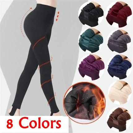 Women Winter Thermal Warm Thick Pantyhose Fluff Lined Stretch Slim Leggings Pants PlatiNum
