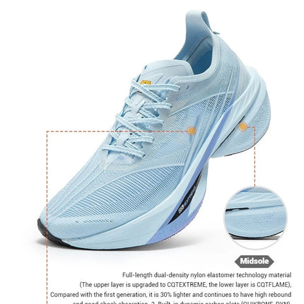 361 Degrees Furious 2.0 Men Women Running Sports Shoes Carbon Plate Racing Marathon Cushioning Rebound Male Sneakers 672432220F PlatiNum