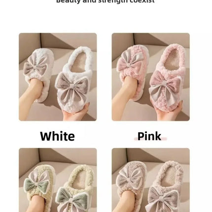 Winter Cute Butterfly Cotton Slippers for Women Non Slip Thick Sole Fluffy Indoor House Shoes Warm Maternity Home Footwear