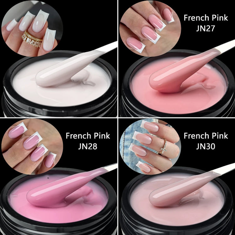 Jillnails 50g Nude Pink Builder Nail Gel French Pink Nails UV LED Self Leveling Sculpting Gel Nails Shape Building Extension