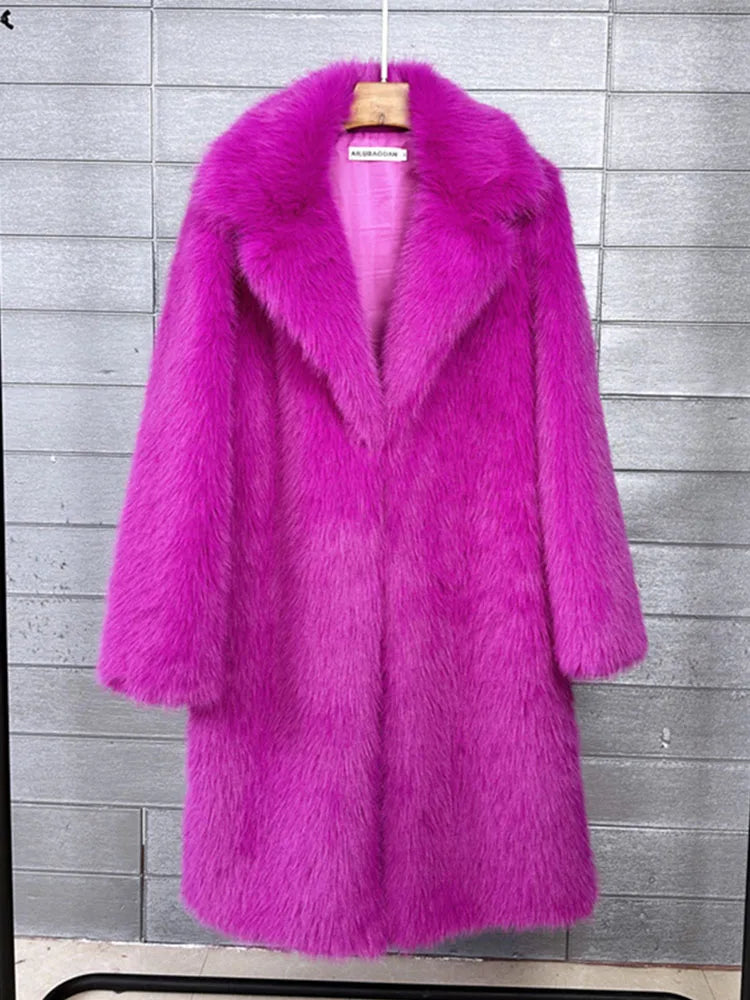ZADORIN 100cm Long Fluffy White Black Faux Fur Coat Woman Clothing Winter Lapel Faux Fur Top Jackets for Women Jacket Outerwears