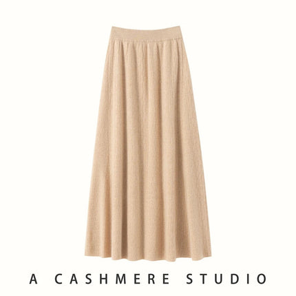 Choice New 100% Cashmere Skirt Women Long Skirt Autumn Winter Office Lady Soft Cashmere A Line Skirt Simple Grace Cashmere Dress PlatiNum