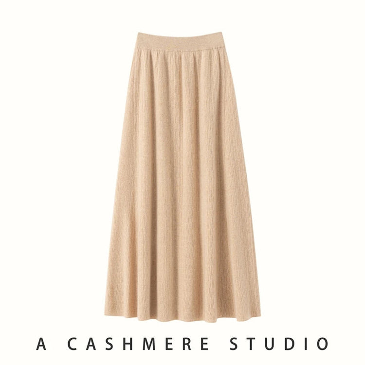 Choice New 100% Cashmere Skirt Women Long Skirt Autumn Winter Office Lady Soft Cashmere A Line Skirt Simple Grace Cashmere Dress PlatiNum