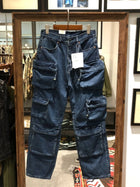 Multi Pockets Heavyweight Cotton Denim Dark Blue Men Pants American Tough Guys Male Overalls Straight Workwear Cargo Trousers