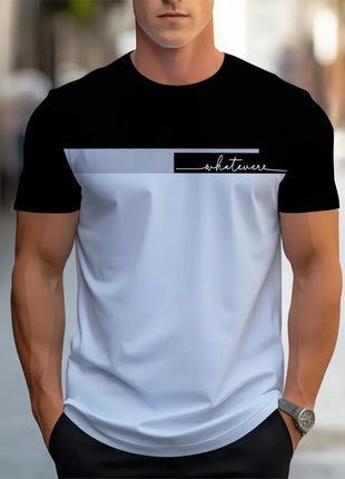 T-shirt homme imprimé lettre d'été T-shirt homme respirant confortable simple col rond Sport de plein air décontracté