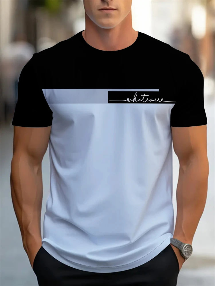 T-shirt stampata con motivo a lettera estiva da uomo T-shirt da uomo traspirante comoda semplice girocollo Sport all'aria aperta Top casual