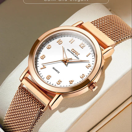 OPK 8115 Orologio da donna Orologio da polso al quarzo originale alla moda semplice Cinturino in maglia di acciaio inossidabile Orologio impermeabile per donna Reloj platinumshop