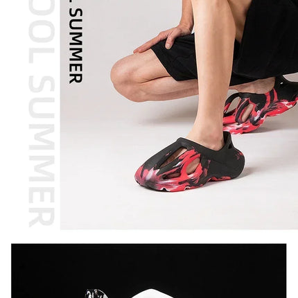Pantoufles compensées camouflage unisexe Matériau souple EVA Technologie de moulage par injection Chaussures de plage décontractées pour hommes et femmes
