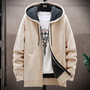 2025 Autumn Korean Hooded Men's Sweater mens Thick and Velvet Men Cardigan Knitted Sweater Coat fashion Jacket Male M-4XL MY05