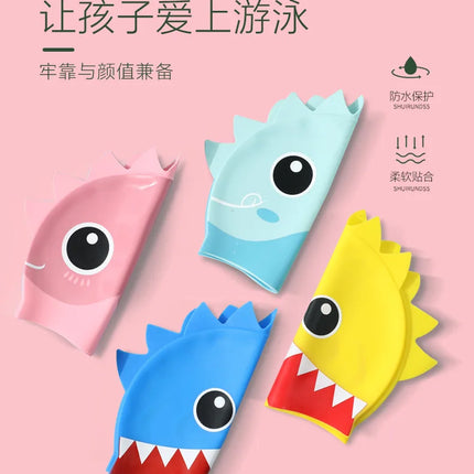Cuffia da nuoto per bambini con dinosauro simpatico cartone animato Cuffia da nuoto per ragazzi e ragazze Cuffia da nuoto per bambini impermeabile ad alta elasticità in silicone morbido