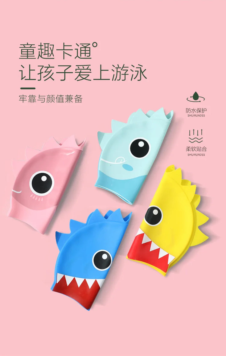 Cuffia da nuoto per bambini con dinosauro simpatico cartone animato Cuffia da nuoto per ragazzi e ragazze Cuffia da nuoto per bambini impermeabile ad alta elasticità in silicone morbido
