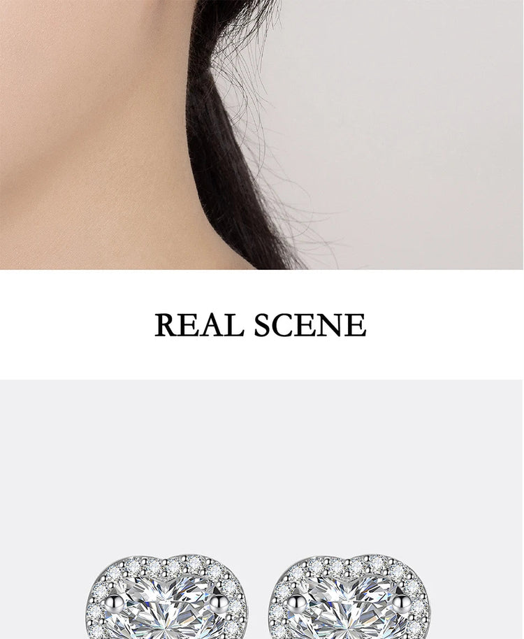PERFANY 0.5CT-2CT Heart-Shaped Cut Moissanite Earrings For Women S925 Pure Silver Simulated Diamond Earrings Fashion Jewelry PlatiNum