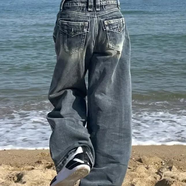 Y2k Jeans larghi vintage Donna Harajuku Vita alta Streetwear Pantaloni in denim oversize Pantaloni coreani Gyaru Grunge Hop Novità