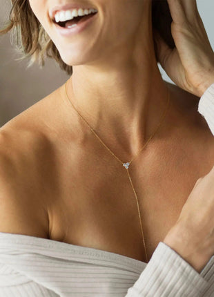 Lariat Gold Necklace for Women Teen Girls Mom, Dainty Long Necklace 14k Gold Plated STAINLESS STEEL Y-Shaped Pendant Necklaces PlatiNum