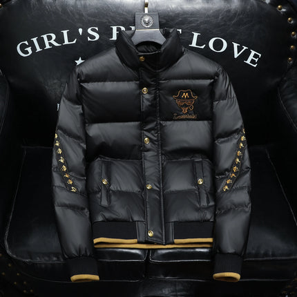 Winter White Duck Down Jacket Men's Light Luxury Trendy Leather Windproof Warm Down Jacket Men Brand Clothes Casual Puffer Coat