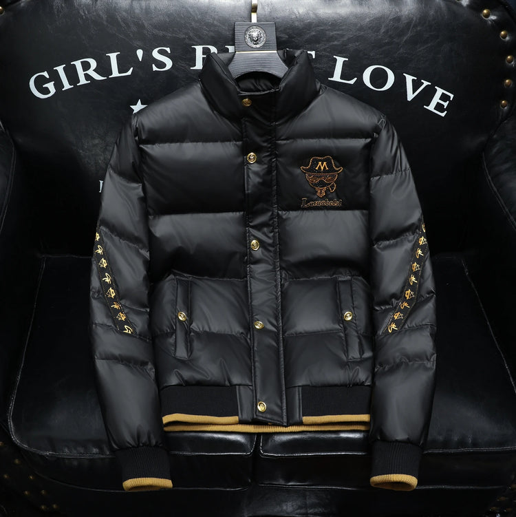 Winter White Duck Down Jacket Men's Light Luxury Trendy Leather Windproof Warm Down Jacket Men Brand Clothes Casual Puffer Coat