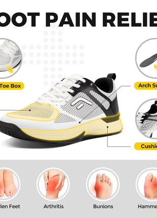 FitVille Scarpe da pickleball larghe da uomo Scarpe da tennis Scarpe da tennis da cancha intera con supporto per l'arco plantare Scarpe sportive leggere antiscivolo