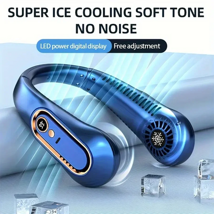 2025 Nuovi best seller Ventilatore da collo indossabile Condizionatore d'aria portatile Ventilatore da collo senza lama Dispositivo di raffreddamento dell'aria 5 marce e schermo a LED