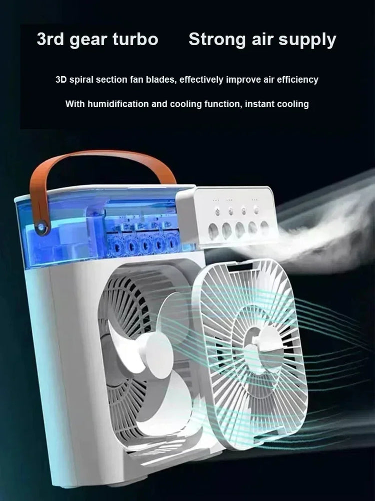Nuovo Ventilatore 3 in 1 con Condizionatore d'Aria, Mini Raffrescatore Domestico, Luce Notturna LED, Umidificatore Portatile, Ventilatore Regolabile per Ufficio e Casa