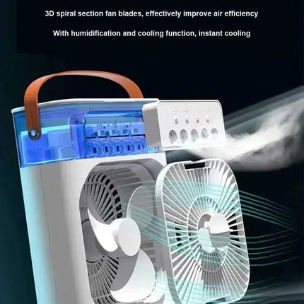 Nuovo Ventilatore 3 in 1 con Condizionatore d'Aria, Mini Raffrescatore Domestico, Luce Notturna LED, Umidificatore Portatile, Ventilatore Regolabile per Ufficio e Casa