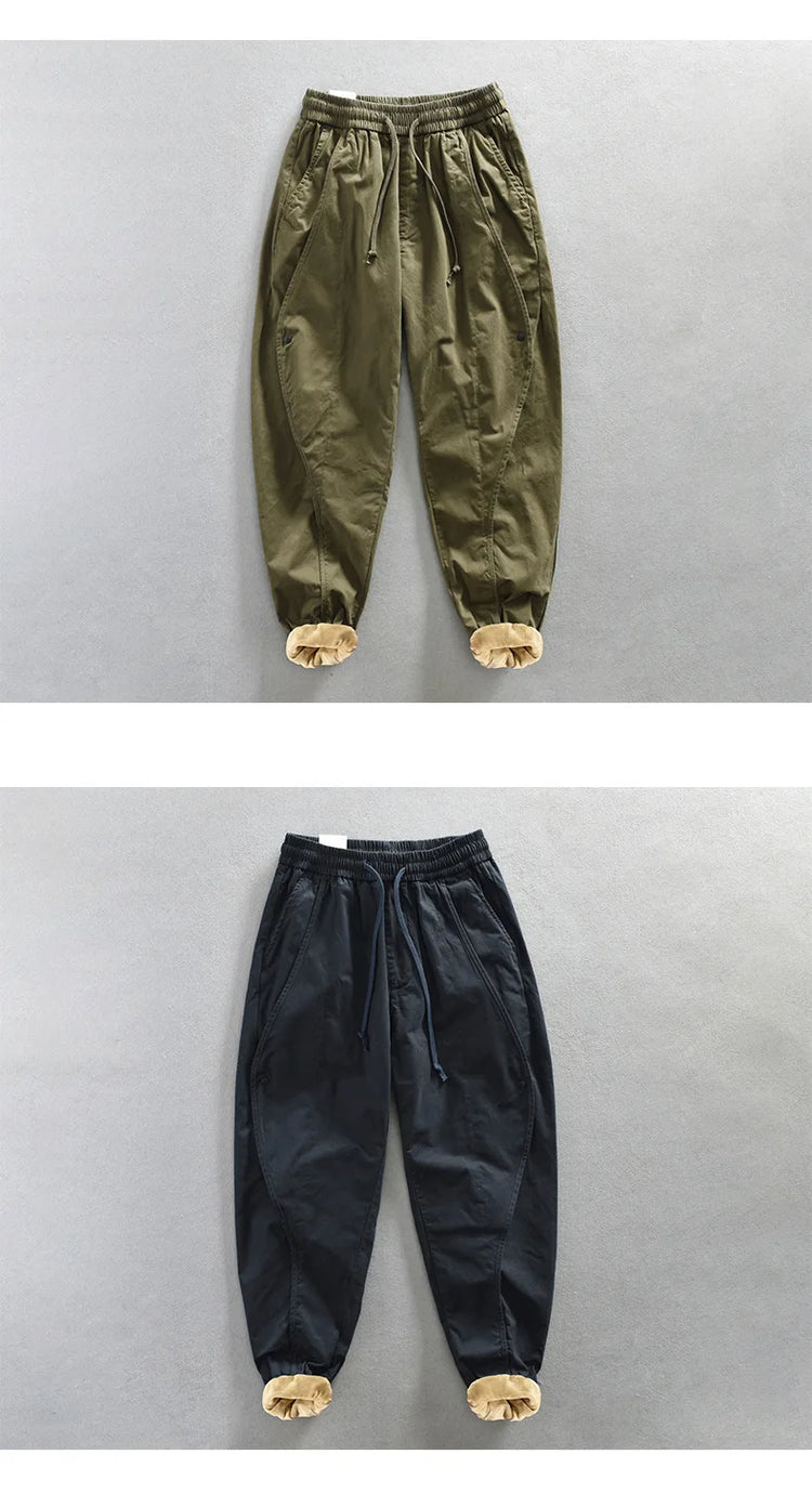 Winter New Thickened 100% Cotton Cargo Velvet Men's Winter Pants Comfortable Soft Keep Warm Retro Street Trousers  AZ640