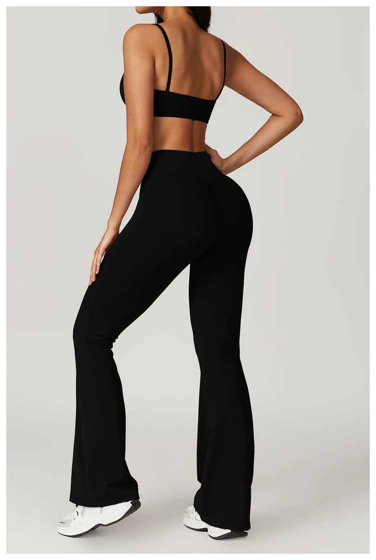 Flare Leggings Yoga Pants Women Bell-bottoms Yoga Tights High Waist Fitness Pants Stretch Gym Workout Sports Push Up Leggings PlatiNum