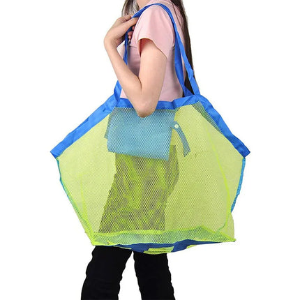 Borsa a rete protettiva per bambini con sabbia, borse portaoggetti per giocattoli da bagno per bambini, borsa da spiaggia grande per asciugamani, borsa per trucco cosmetico da donna